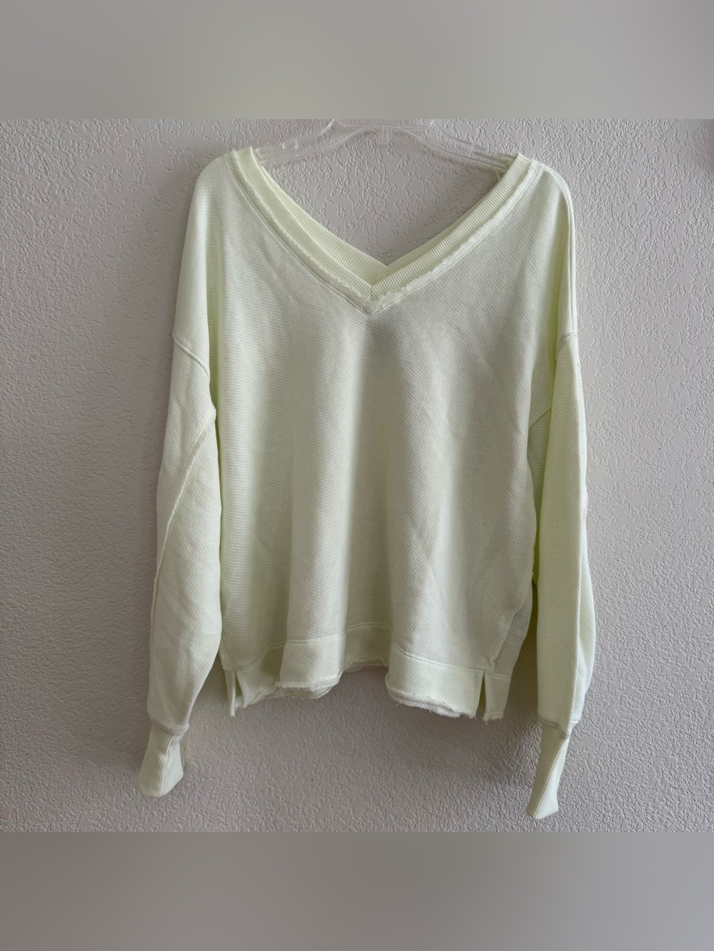 This Feels Seriously Lived In AE Yellow Sweatshirt Oversized Relaxed V-neck XS